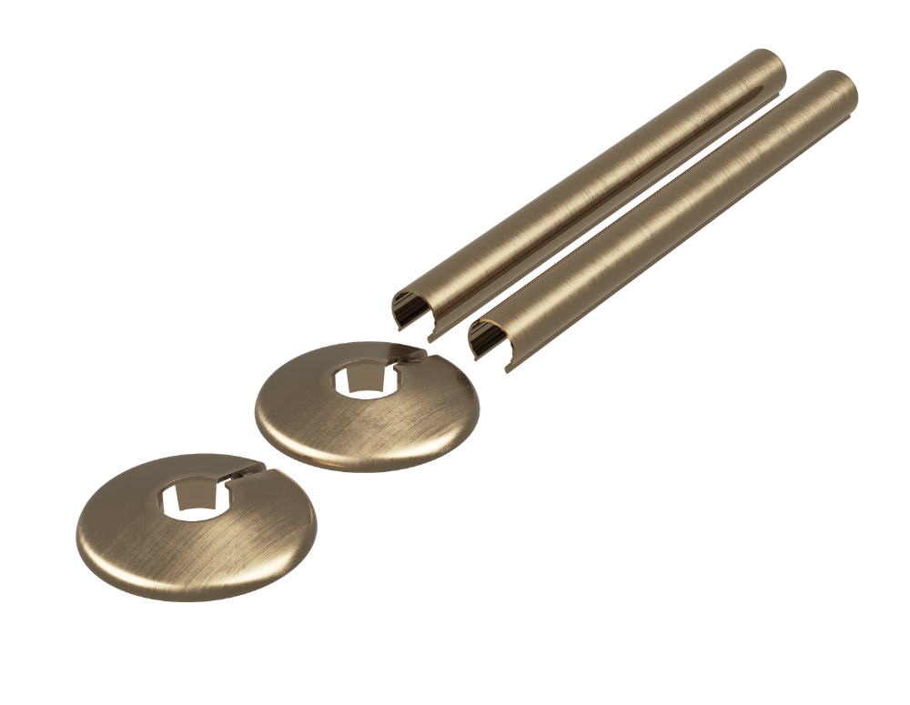 Retrofit Snap-On Pipe Covers Antique brass