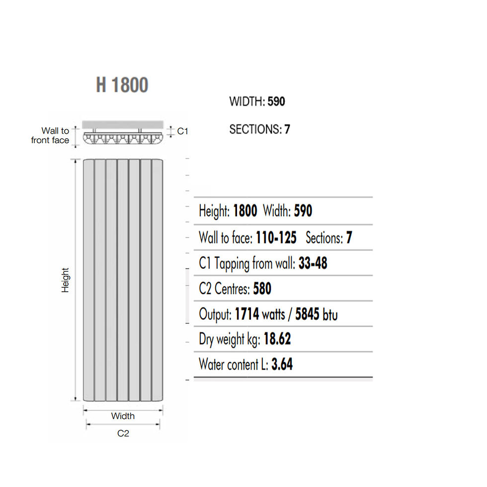 Thumbnail: Play | 1800mm | Vertical Aluminium Radiator | MHS