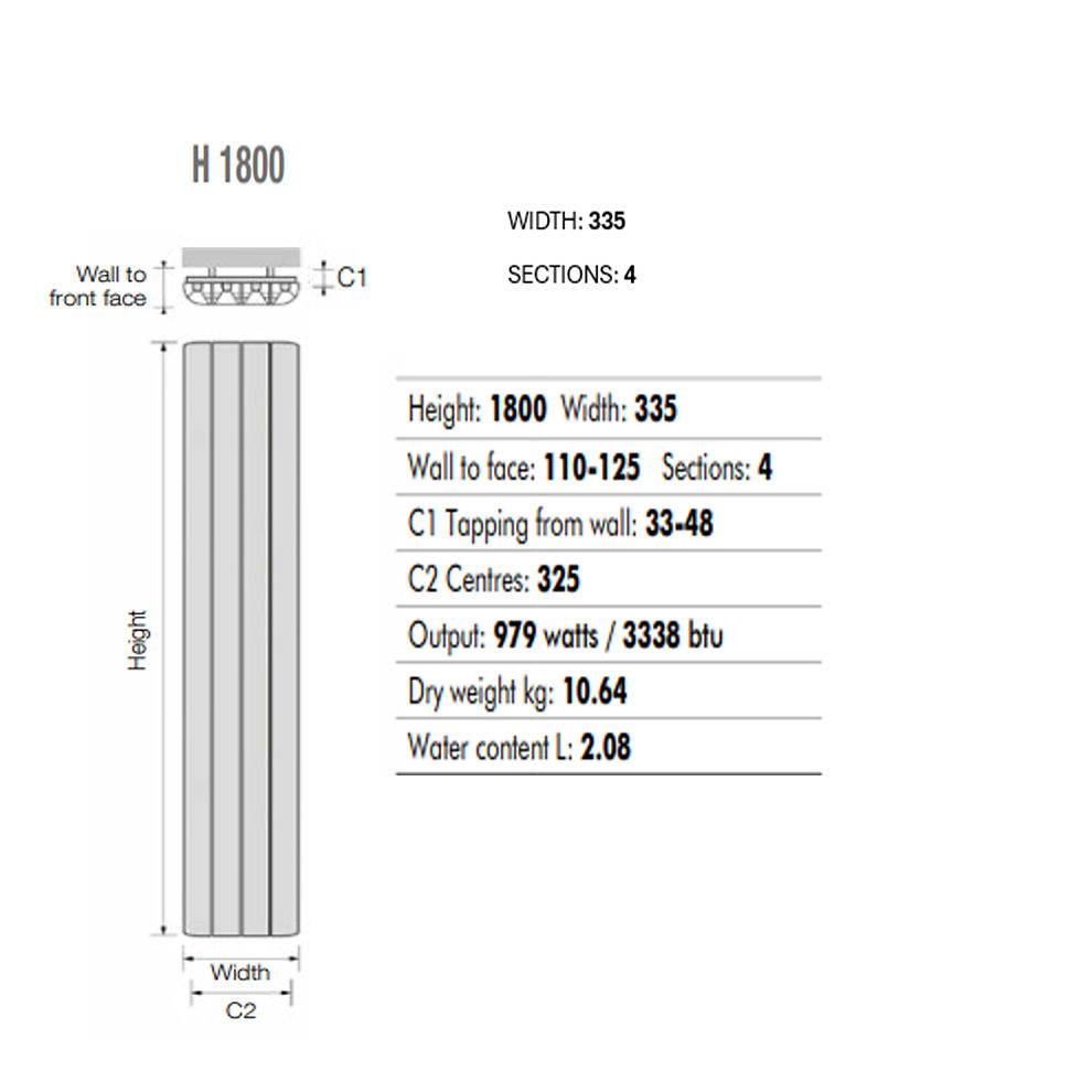 Thumbnail: Play | 1800mm | Vertical Aluminium Radiator | MHS