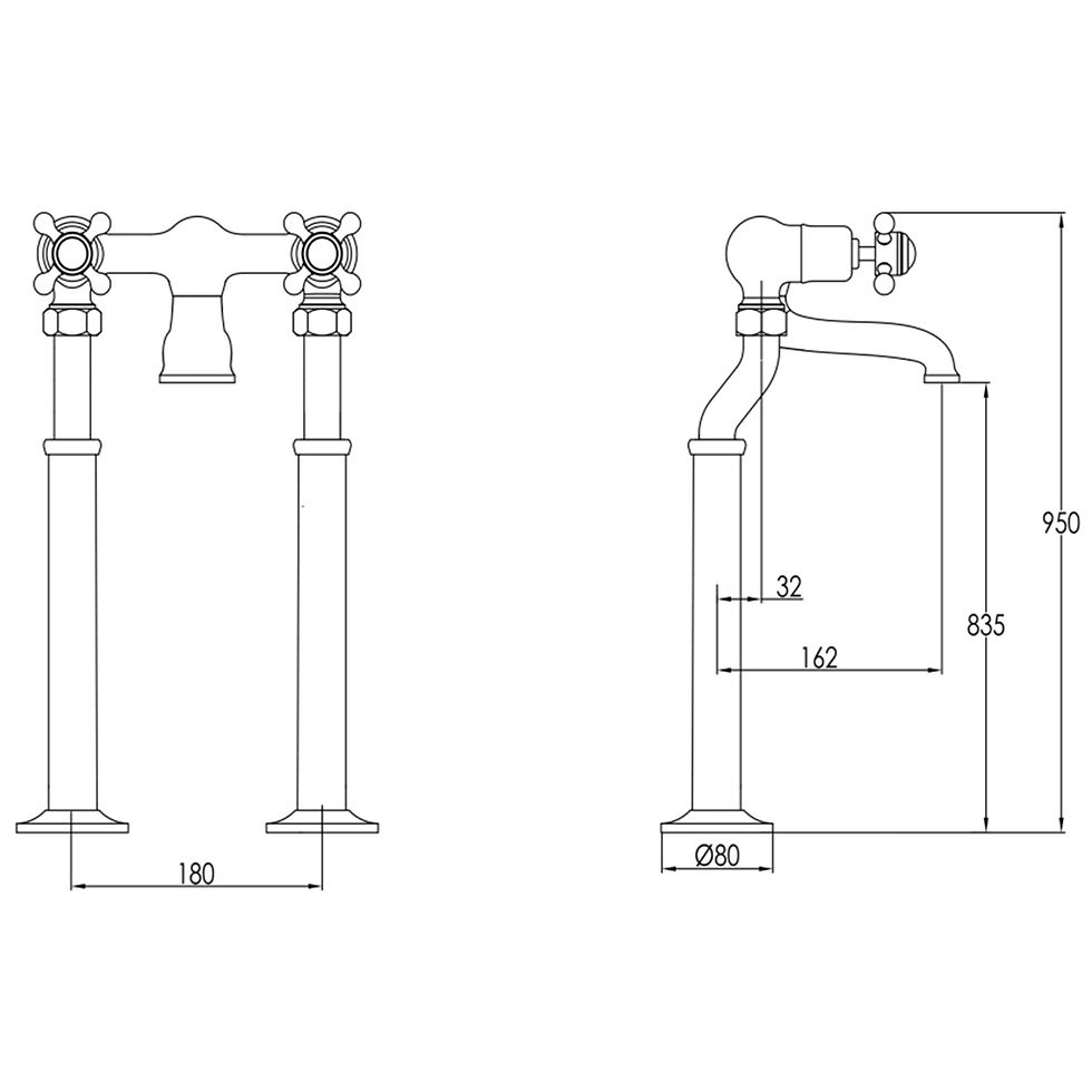 Thumbnail: Grosvenor Cross Freestanding Bath Filler | JTP