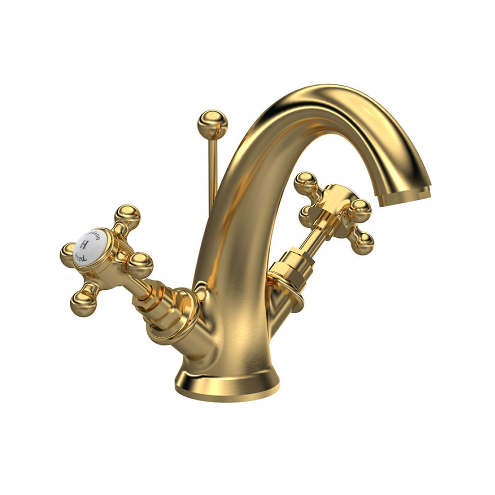 Brass Topaz Crosshead Mono Basin Mixer by Hudson Reed
