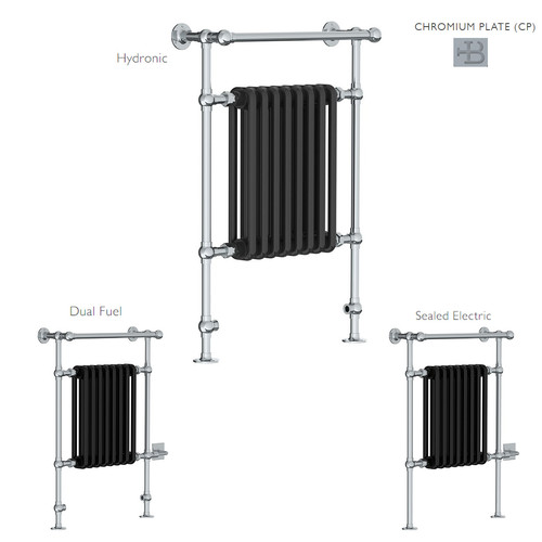 Classic Brass Towel Warmer with Black Steel radiator Lefroy