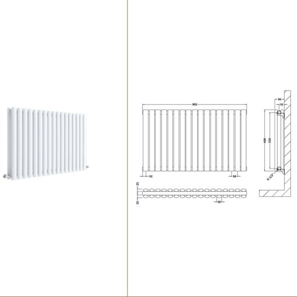 Thumbnail: Revive Double Horizontal Steel Radiator | Stocked | Hudson Reed