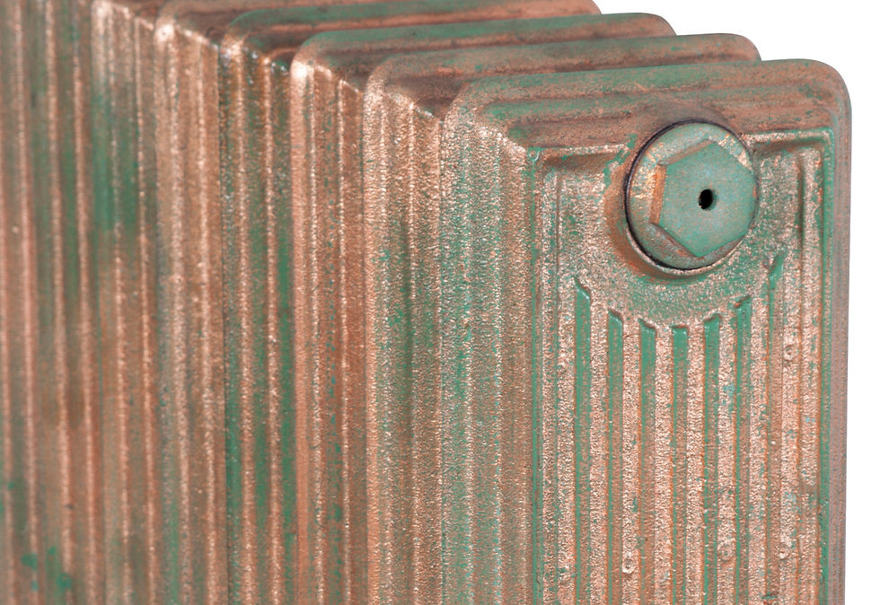 Churchill 670mm, 1 Column, 8 Sections in Copper Leaf Verdigris by Carron side view