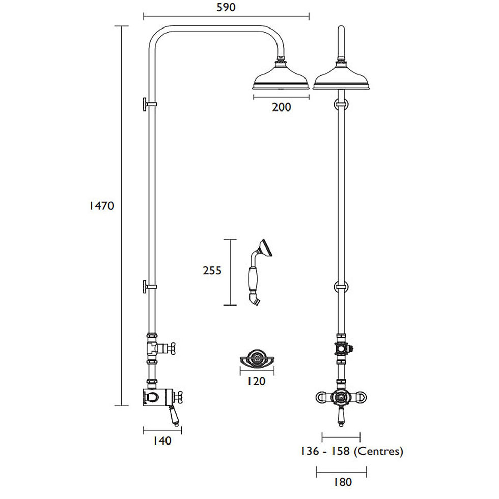 Thumbnail: Avenbury Exposed Shower Valve with Dual Heads | Heritage