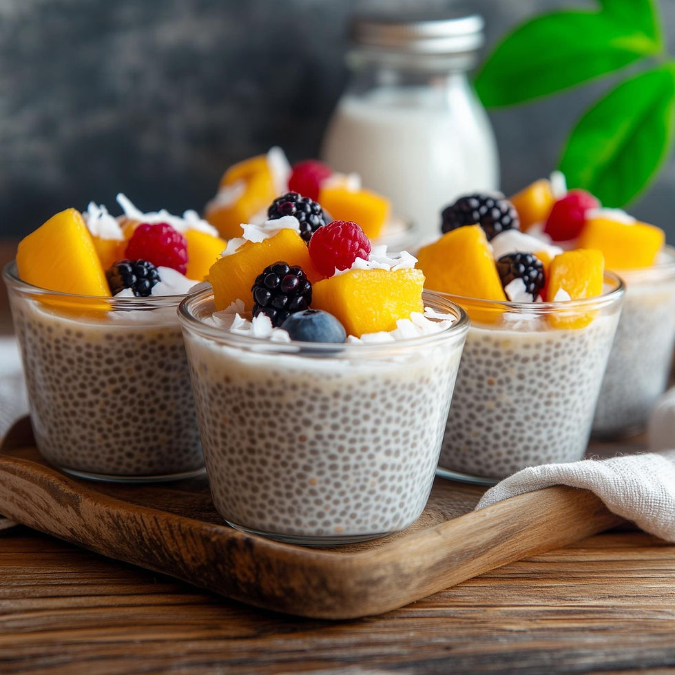 Pudín de chía con leche de coco y miel de maple