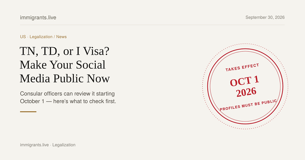 Applying for a TN, TD, or I Visa? Your Social Media Has to Be Public Starting October 1