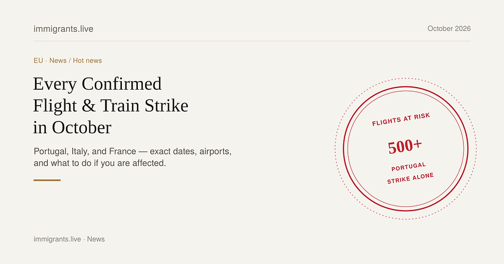 Flying or Training Through Europe This Month? Here Is Every Confirmed Strike in October 2026