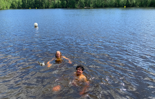 Swimming in Kuusijärvi lake in Vantaa, next to Sipoonkorpi National Park