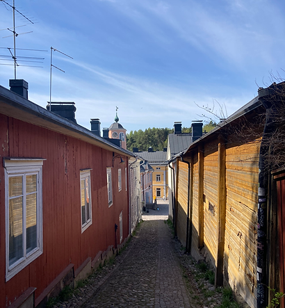 Old wooden houses in old town Porvoo, Finland