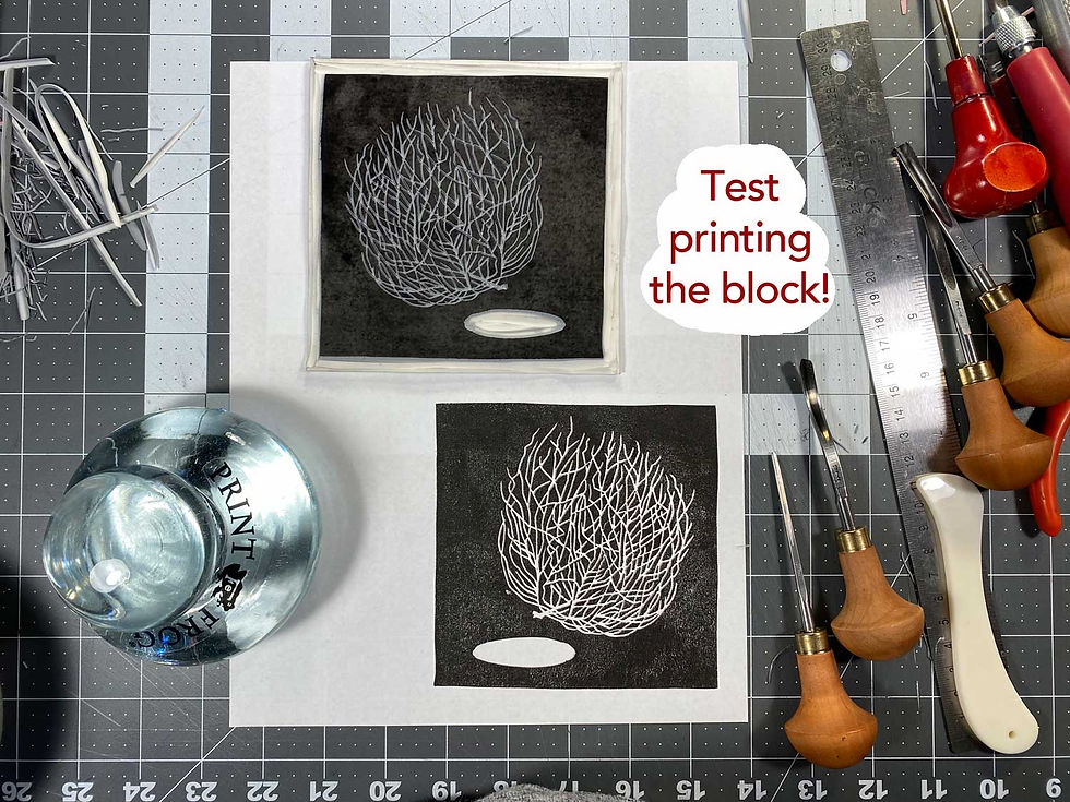 Thumbnail: Relief print on wood panel: tumbleweed