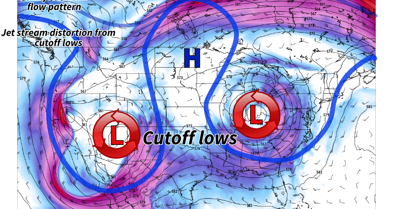 Omega Block; Cutoff Low to Influence New England's Weather This Week