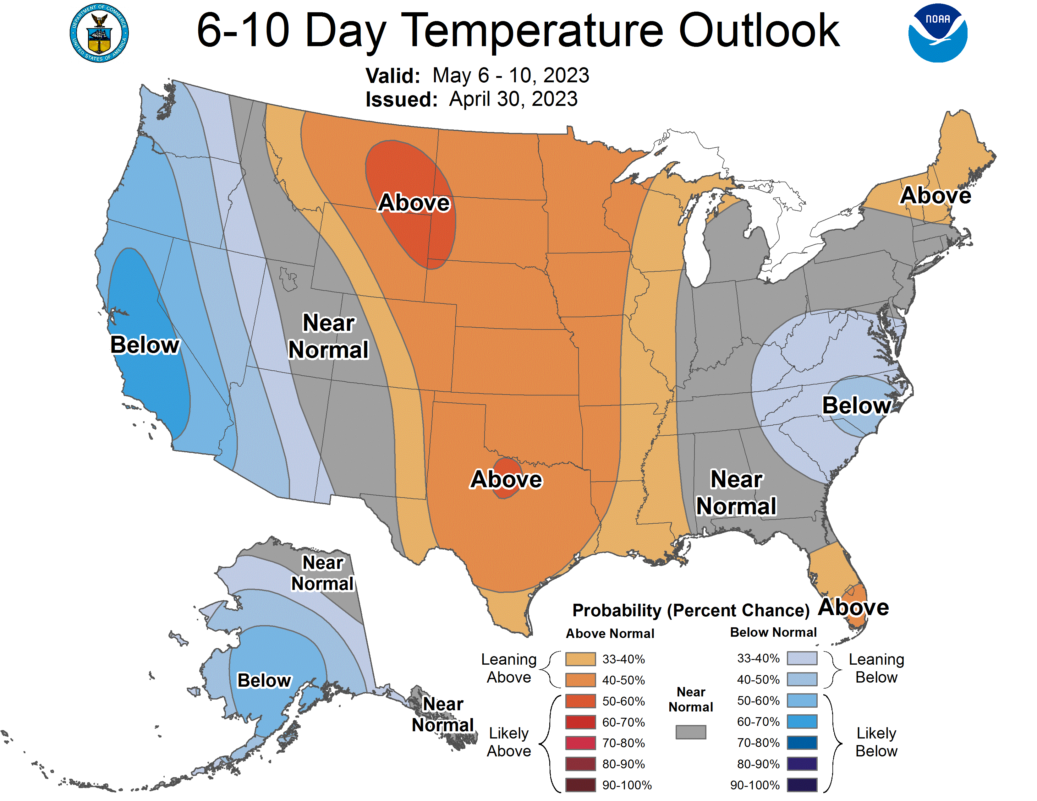 United States temperature outlook for week 2 of May