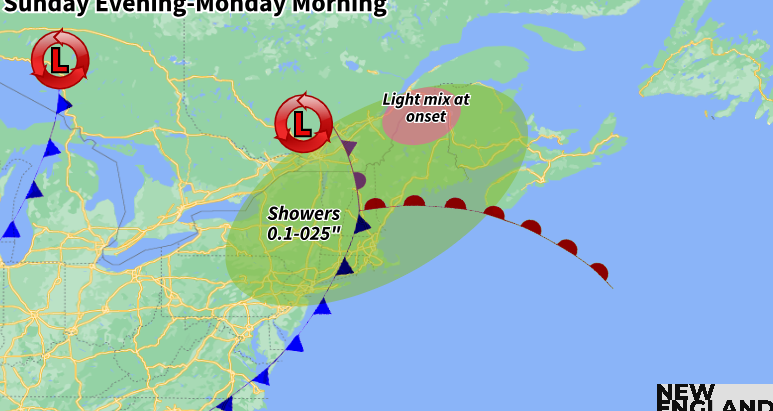 Showers Tonight for New England Before Much Cooler Weather Moves In