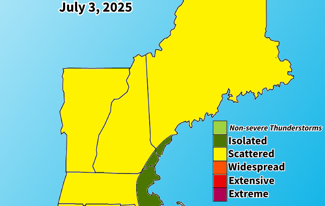 Scattered Storms Kick off Fourth of July Weekend in New England