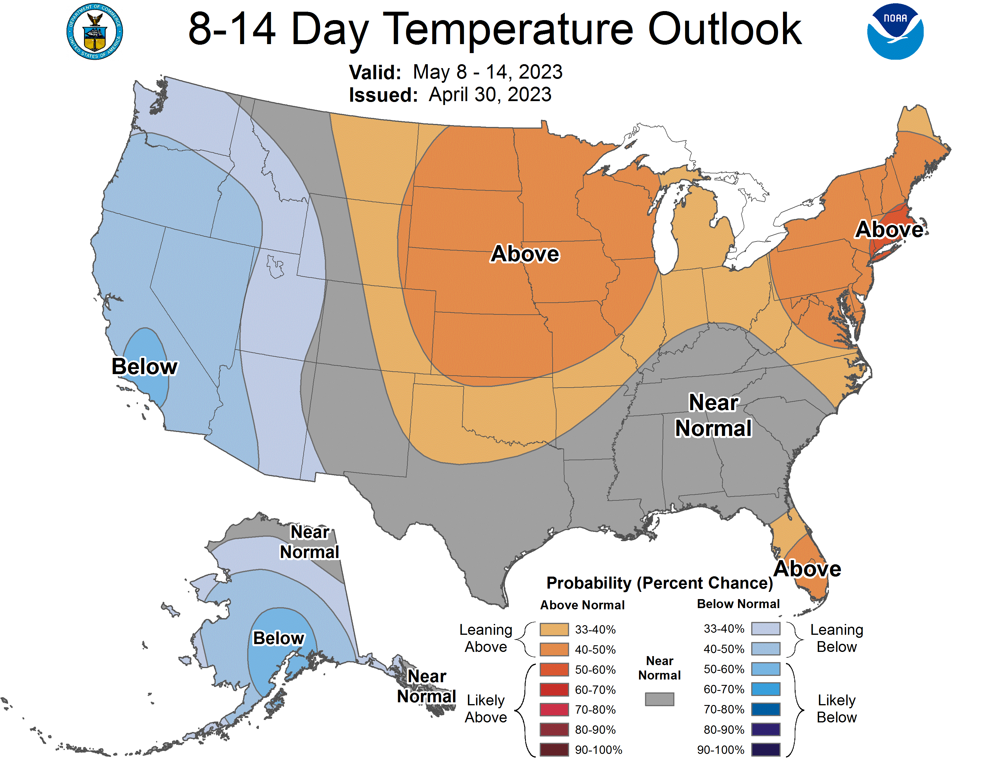 United States temperature outlook for week 3 in May