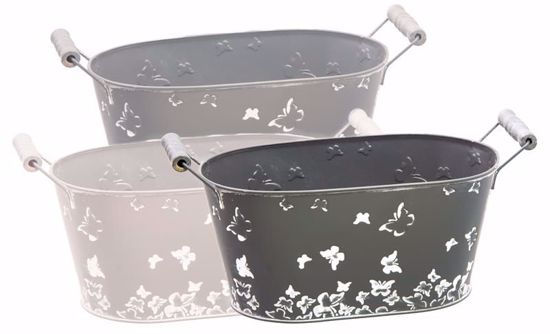 Oval Metal planters with butterfly's  3 colors to choose from