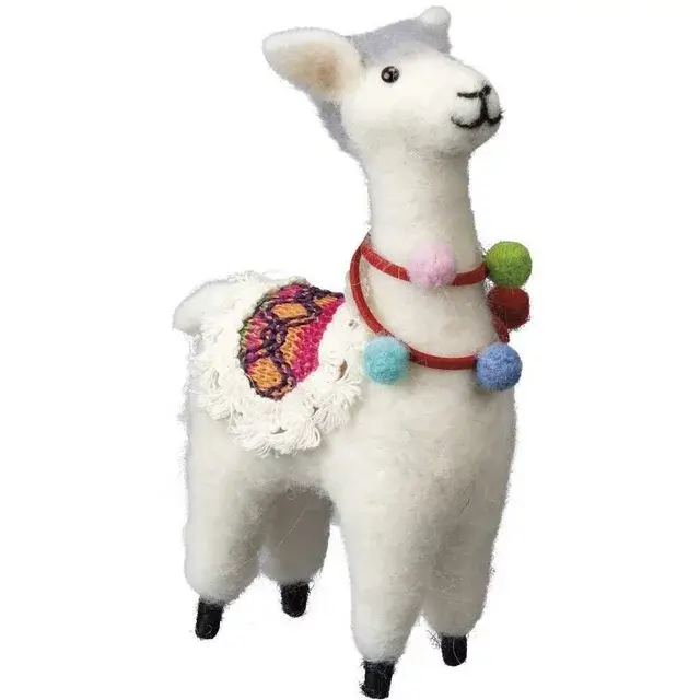 Llama Felted with pom pom necklace