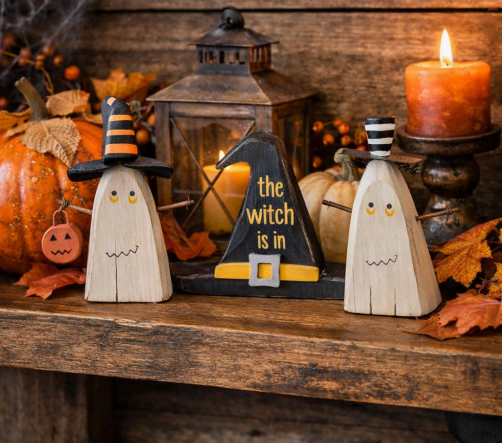 Rustic Wooden Halloween Shelf Sitters