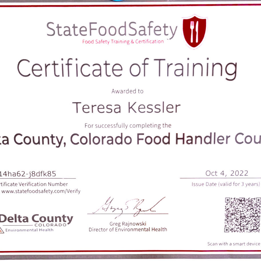 food certificate
