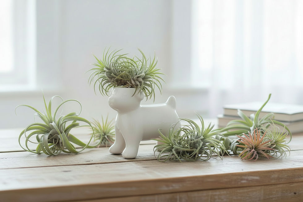 Air Head Air Plant Dog Planter shown with airplants