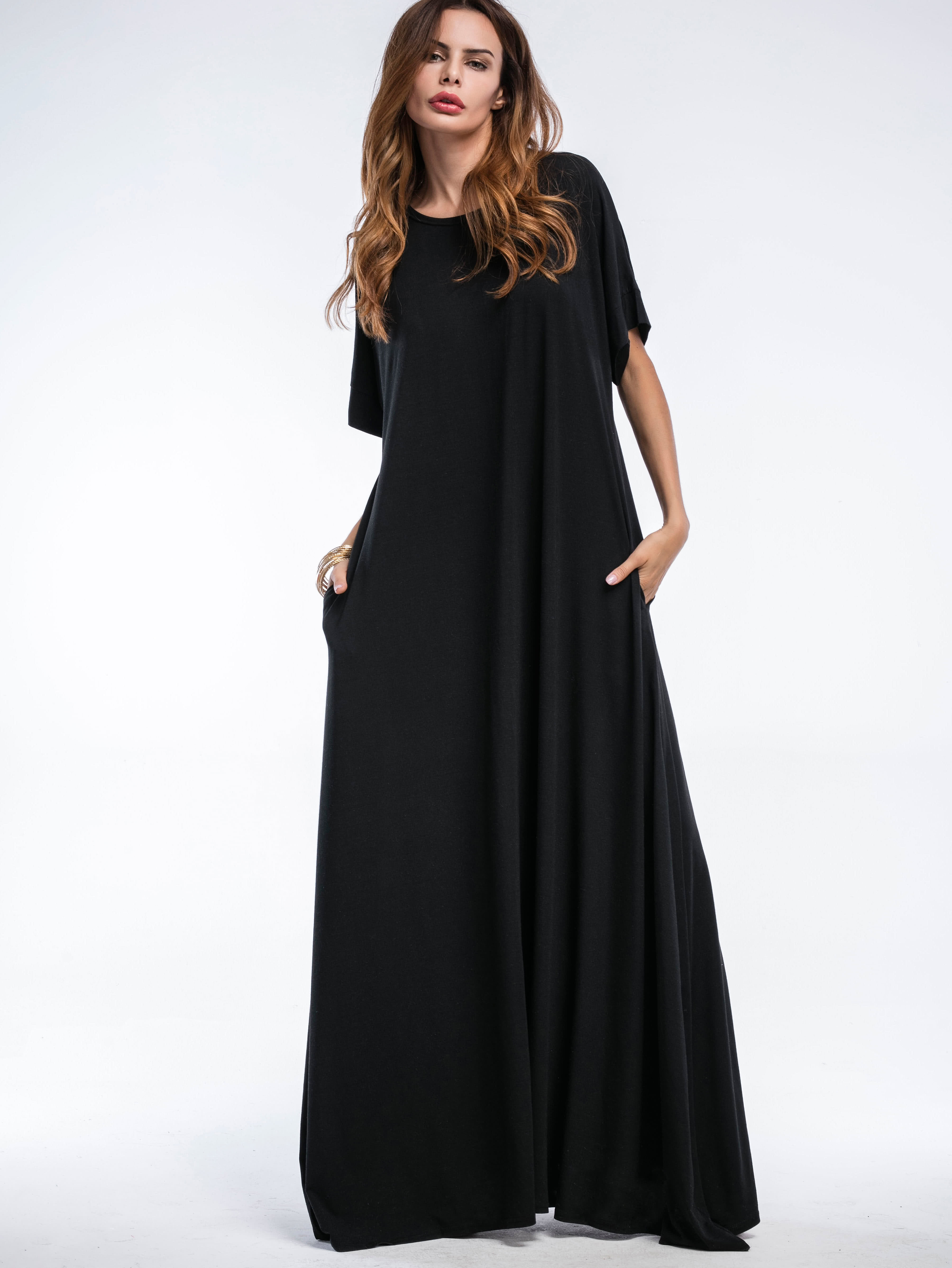 Shift Full Length Dress With Pockets