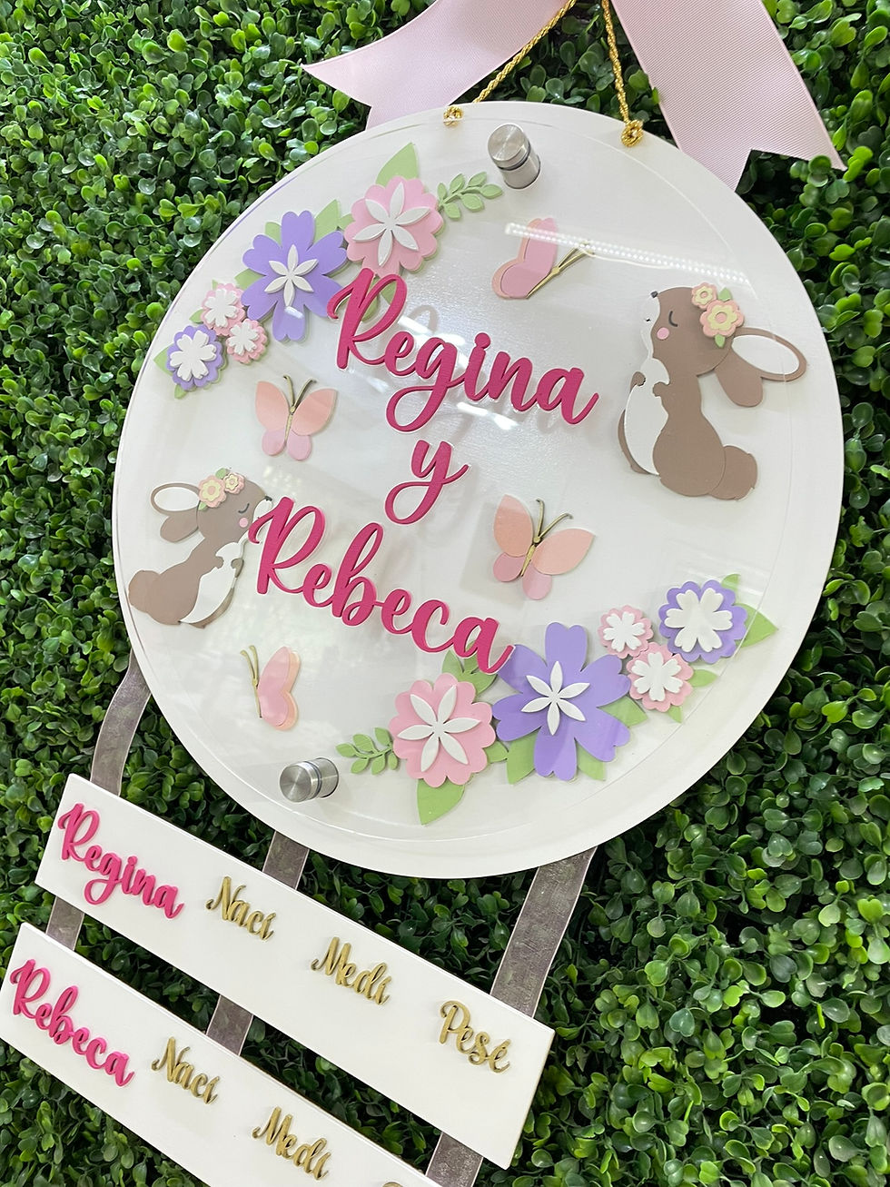 Miniatura: Colgante de maternidad de Coneja 6 Conejitas para gemelas