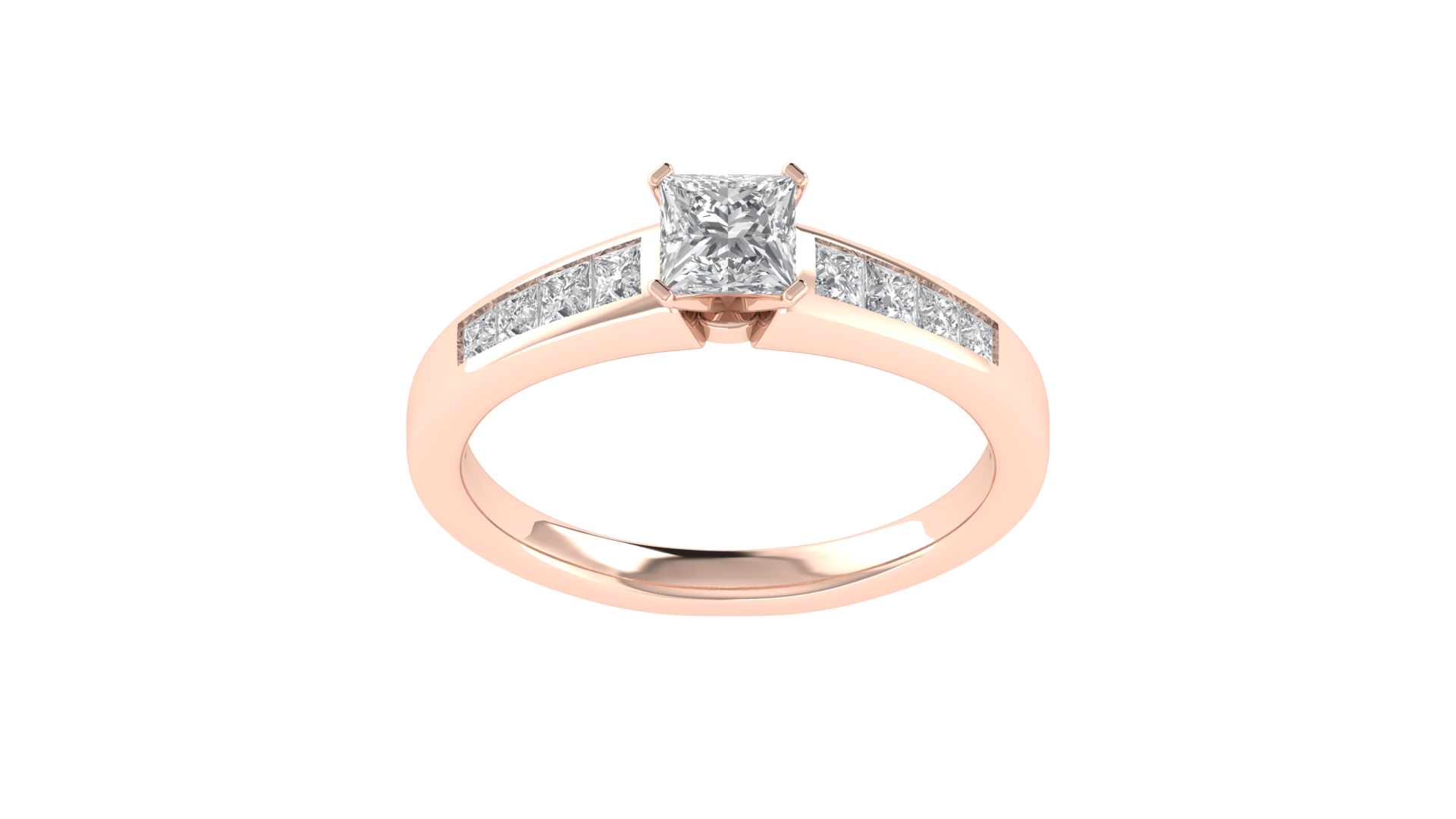 Princess Cut Solitaire with Baguette Accents
