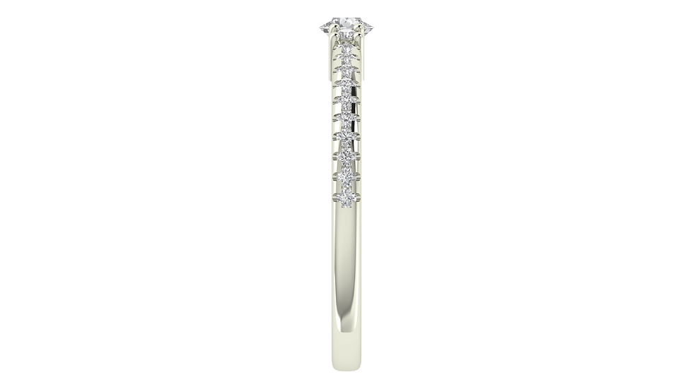 Thumbnail: Classic Round-Cut Solitaire Ring with Pave Band