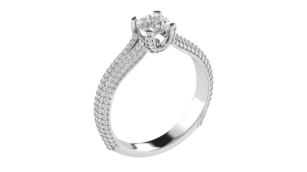 Thumbnail: Round Solitaire with Dazzling Pave Embrace