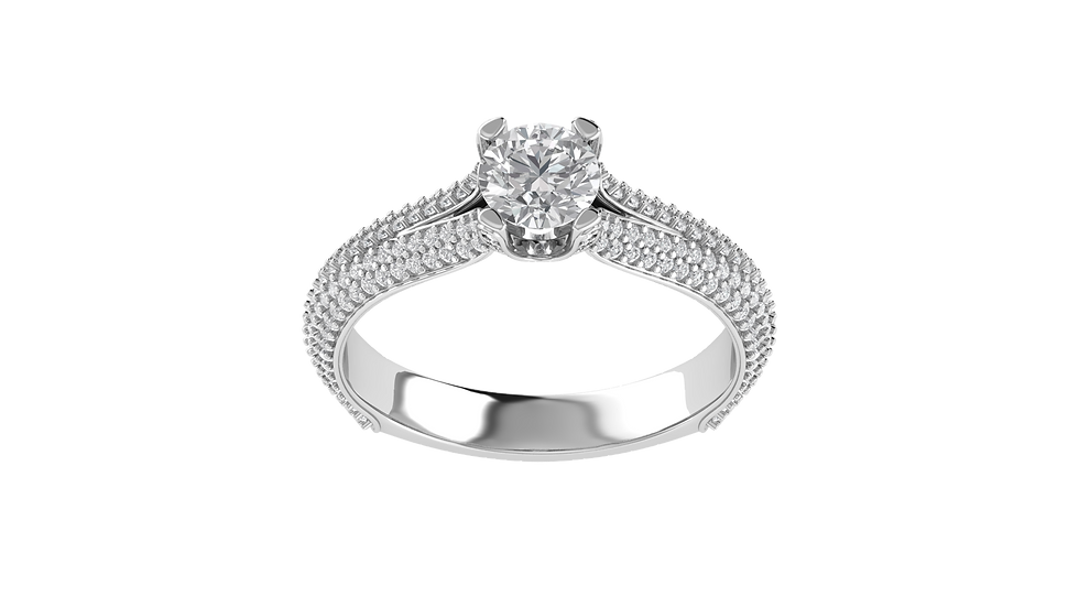Thumbnail: Round Solitaire with Dazzling Pave Embrace