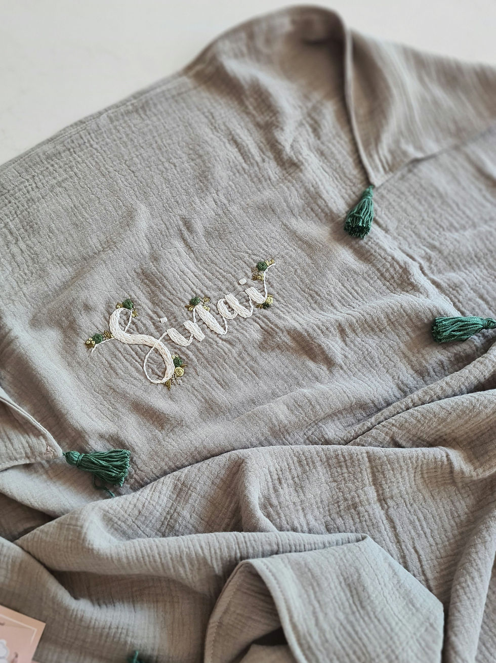 Thumbnail: Baby blanket  Flowers on the letters embroidery