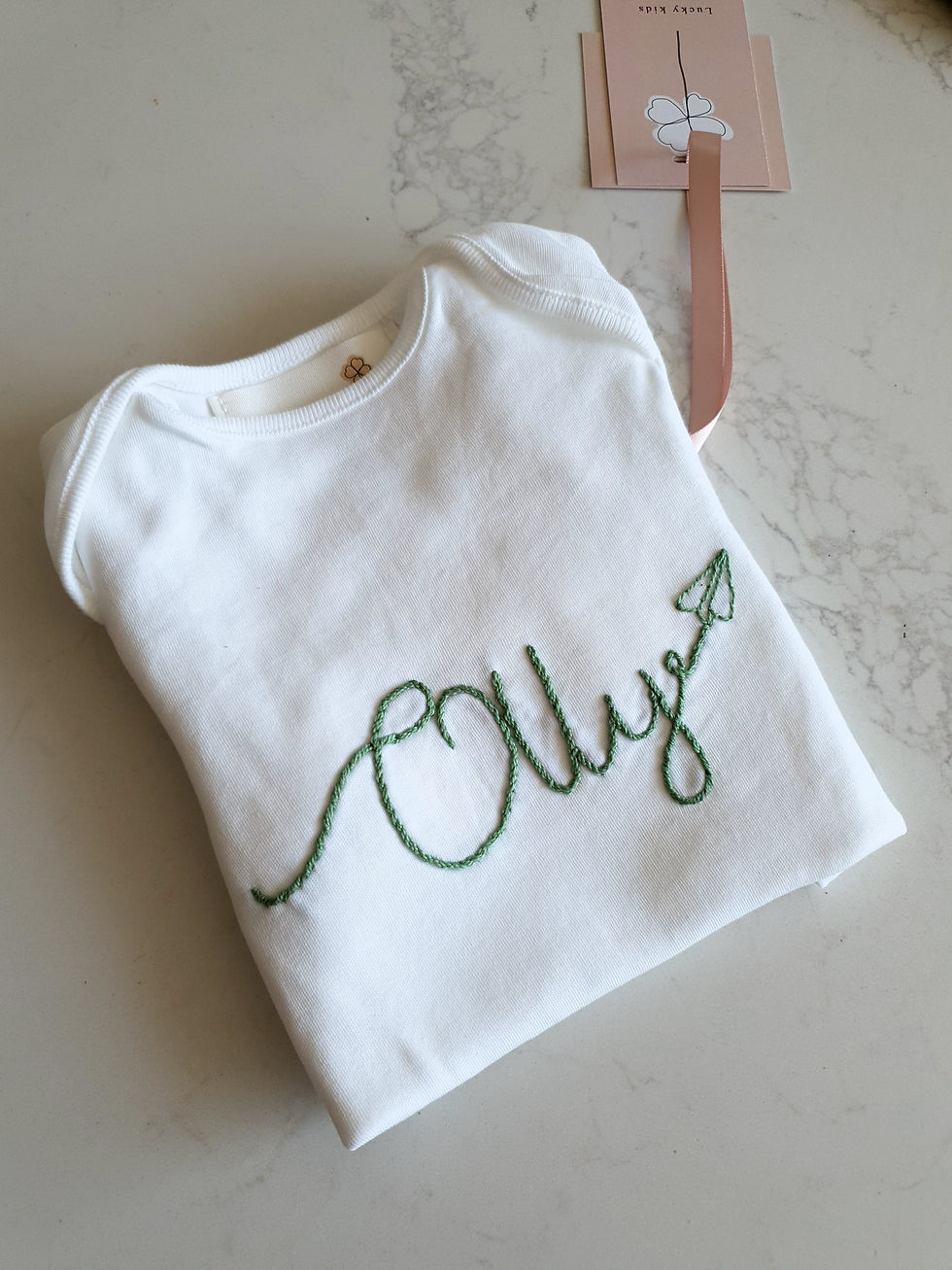 Thumbnail: Baby bodysuit with hand made embroidery