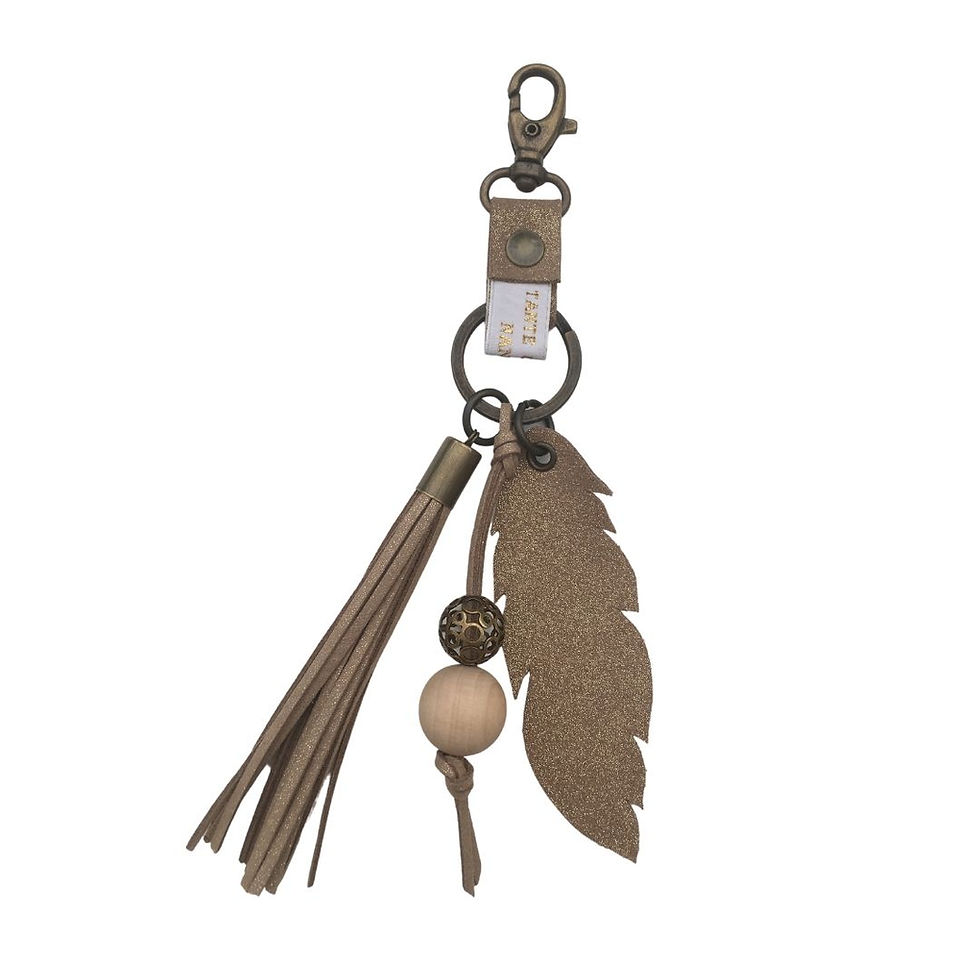 Miniature : Oscar, le porte-clefs plume et pompon daim