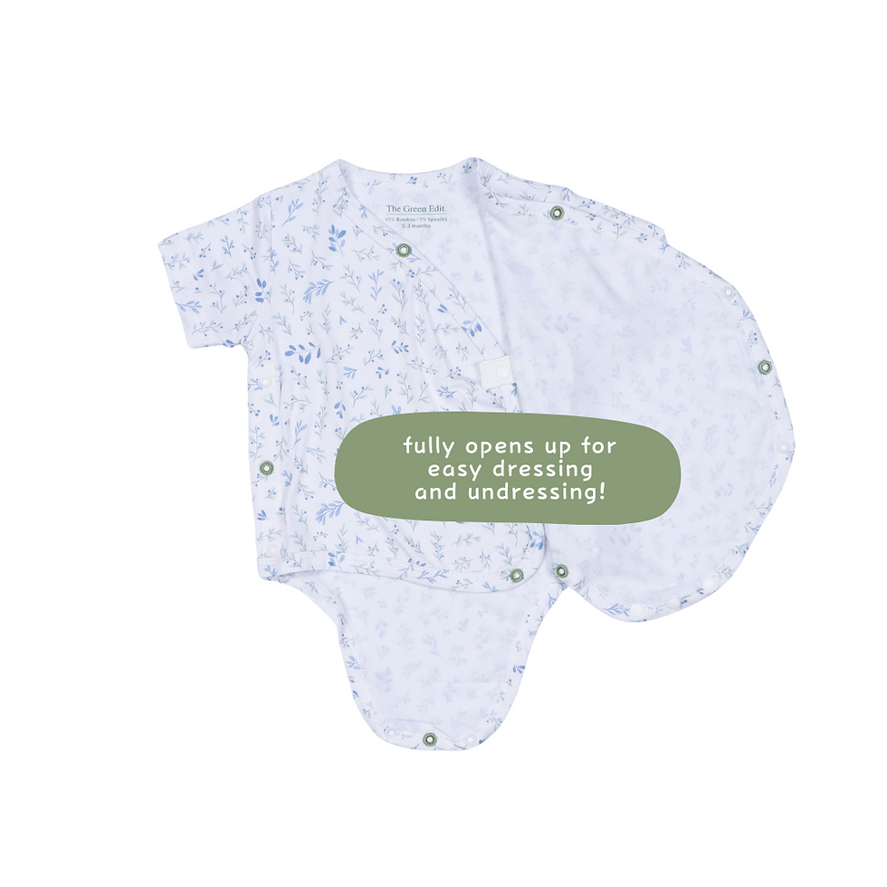 Thumbnail: Premium Bamboo Kimono Bodysuit (Berries & Leaves)