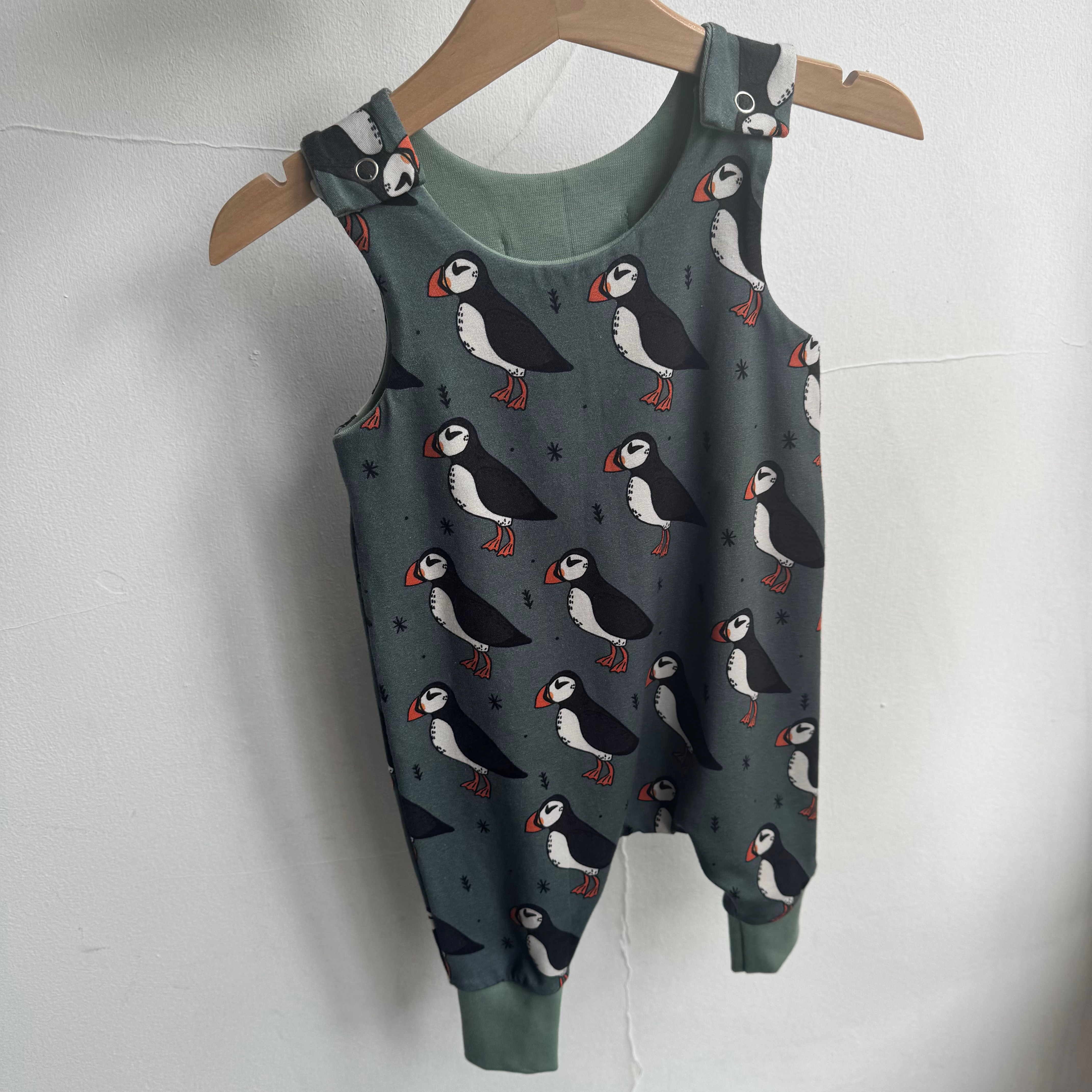 Bear & Babe Green Puffin Romper
