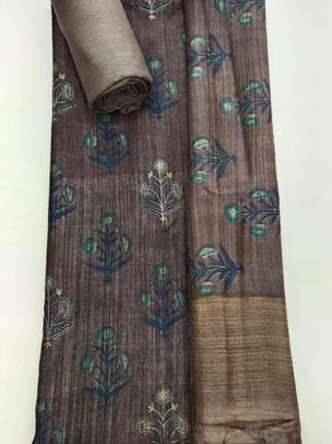 Tussar Silk Hand Block Print Unstitch Suit