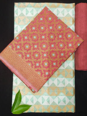 Chanderi Silk Weave Paired With Banarasi Silk Dupatta and Plain Dupion Silk