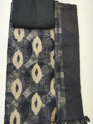 Tussar Silk Embroidery With Print Unstitch Suit