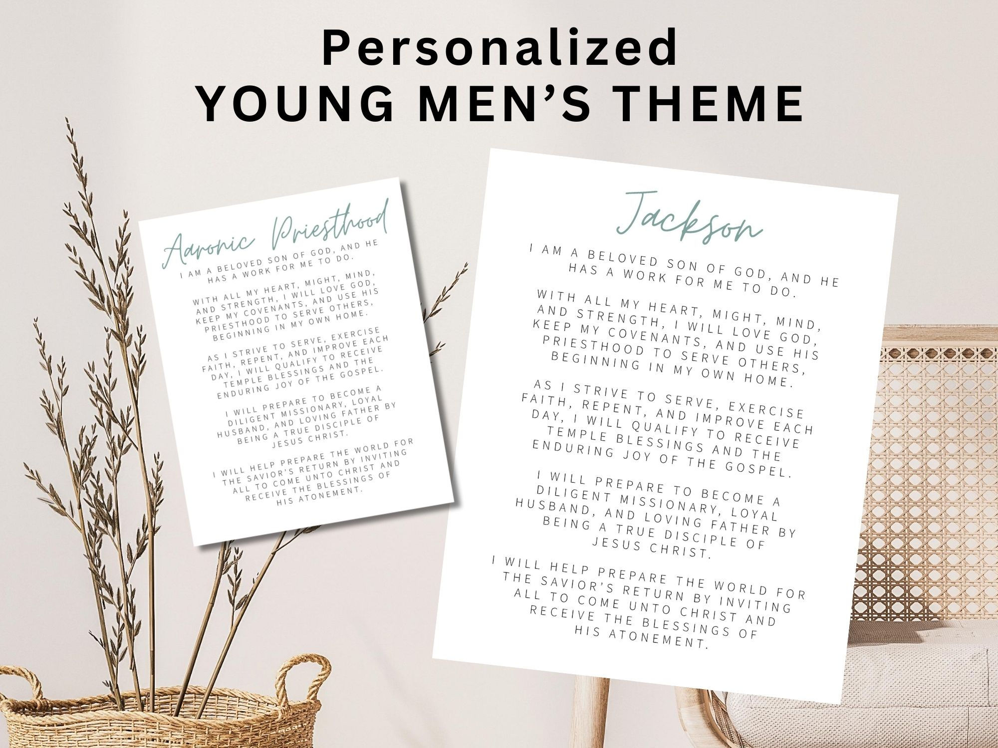 Personalized Young Men's Theme Printable