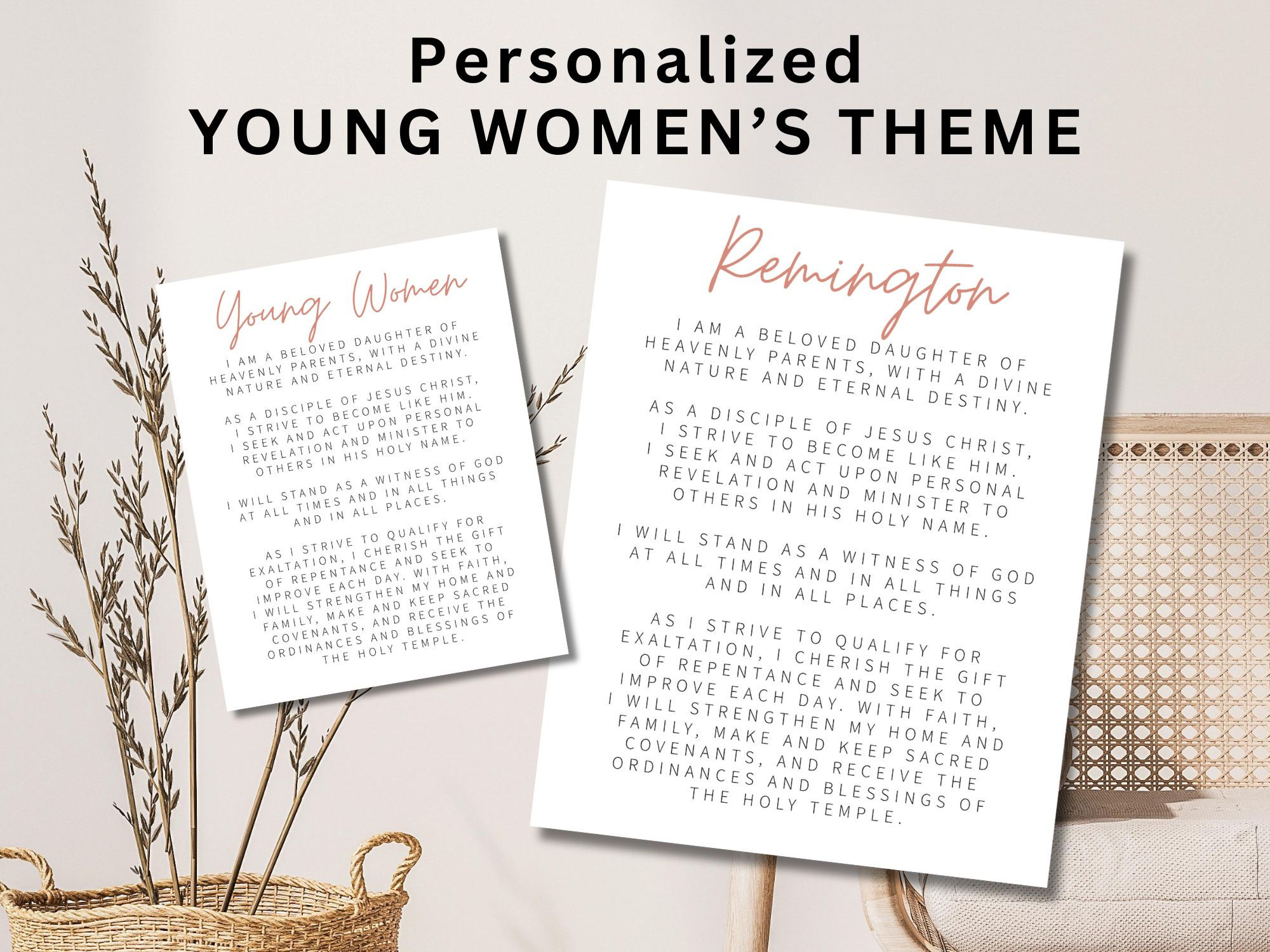 Personalized Young Women Theme Printable