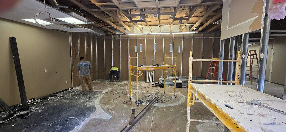 Corner framing detail showing intersecting metal stud walls — First Federal