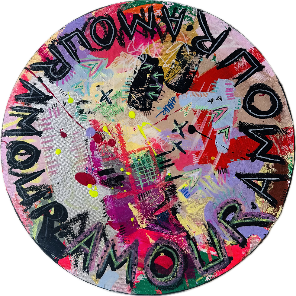 "Amour Round" 14 in round - acrylic on canvas