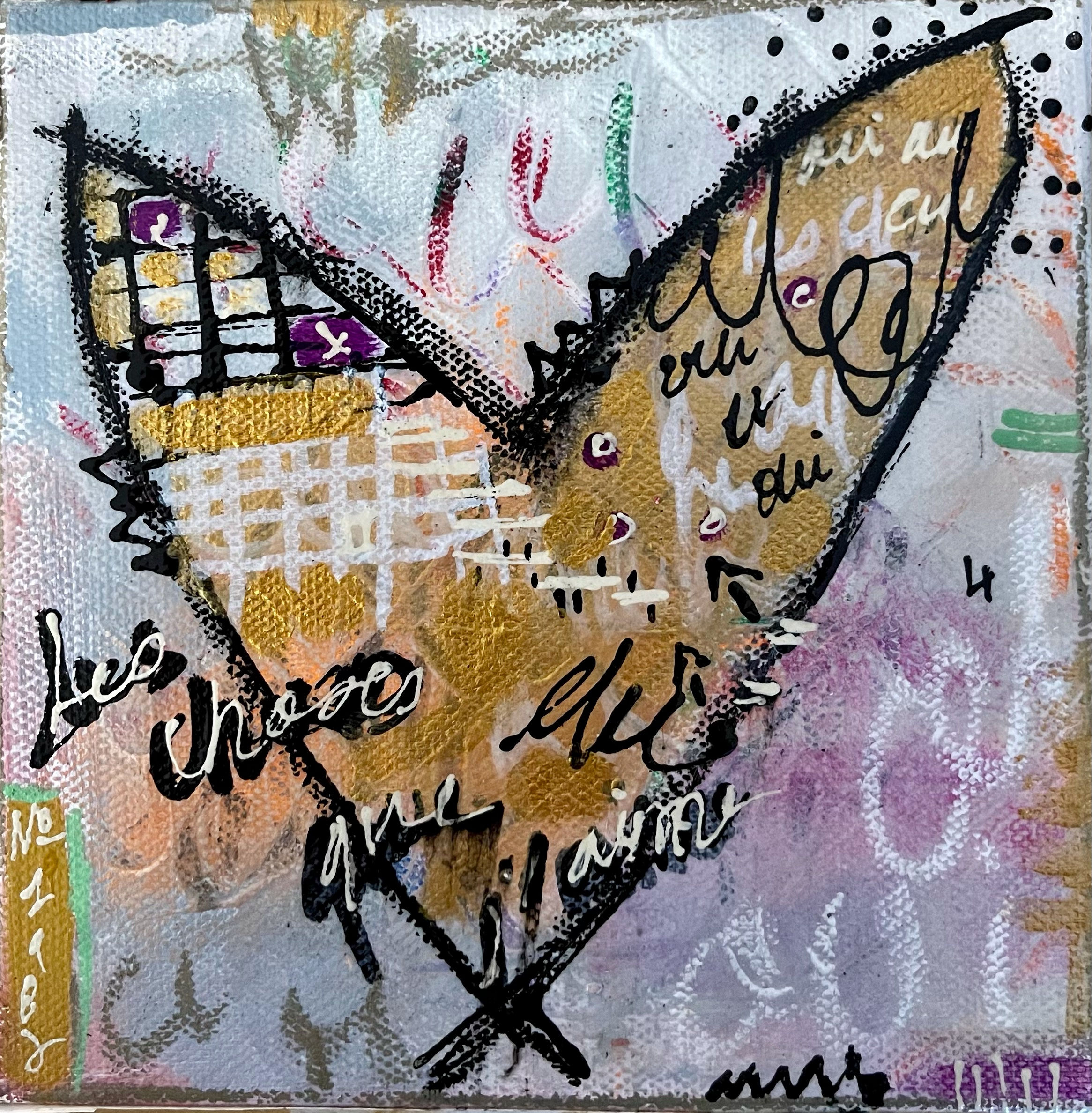 "April Coeur" 6x6 in mixed-media on canvas
