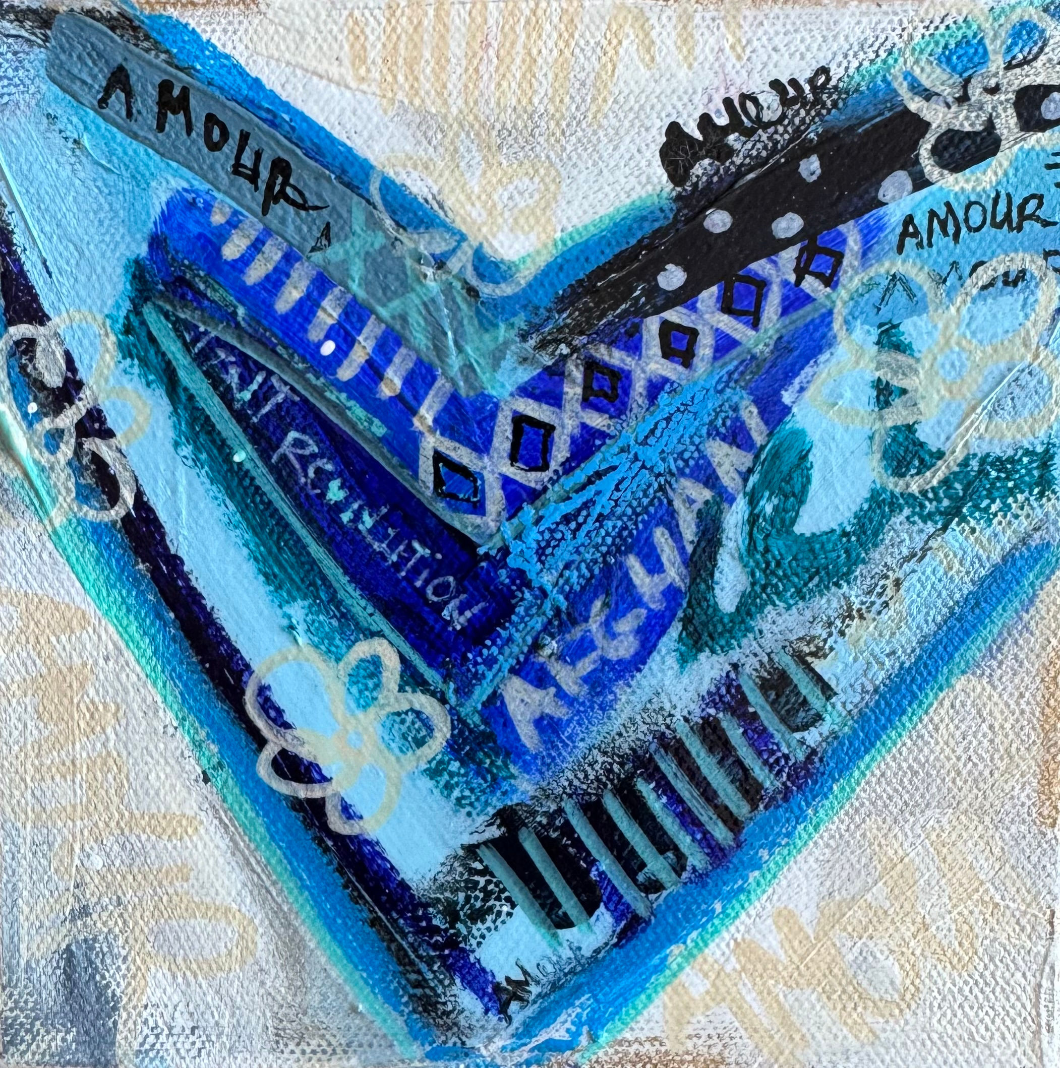 "Bleu Passion" (2) 6x6 inches acrylic on canvas