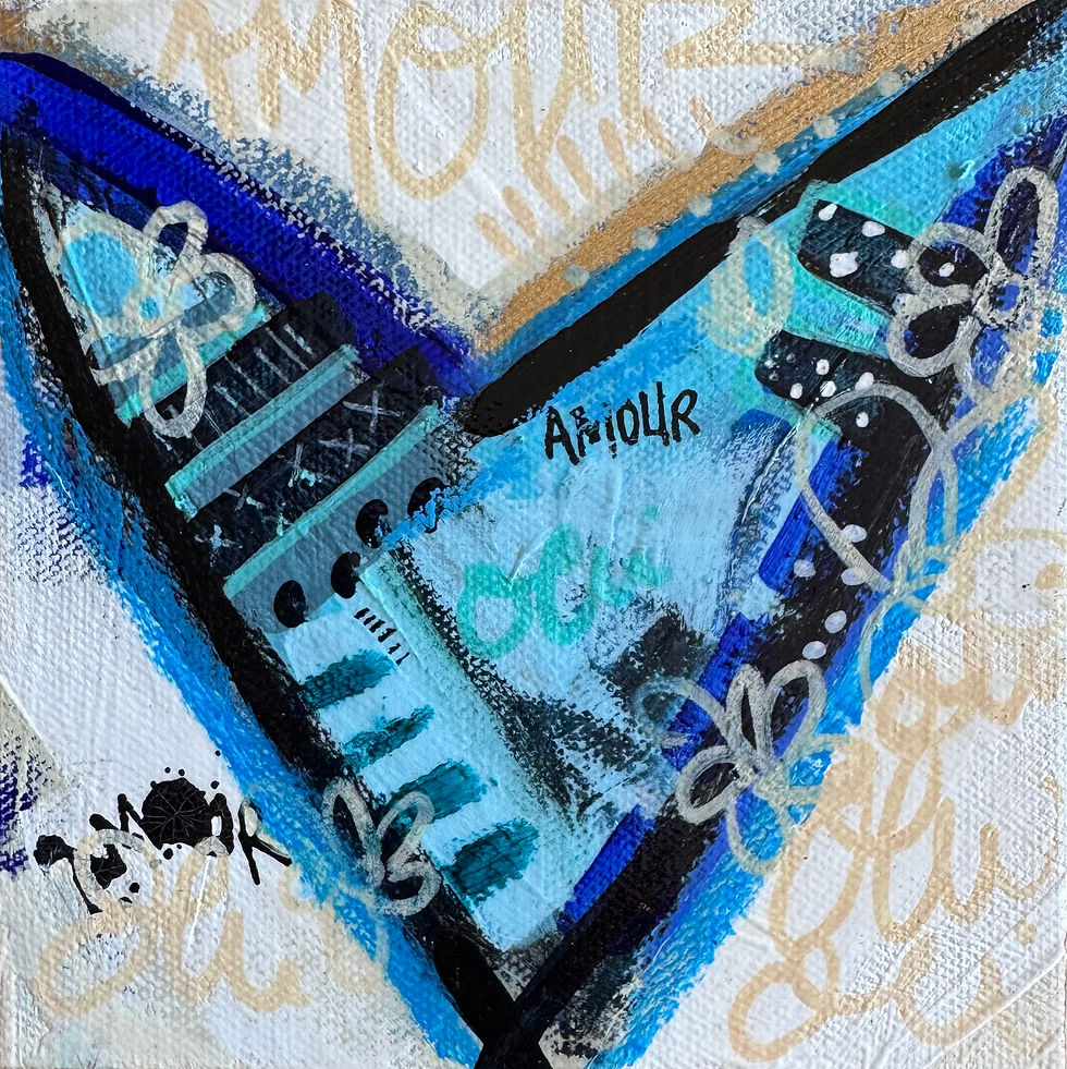 "Bleu Passion" (3) 6x6 inches acrylic on canvas