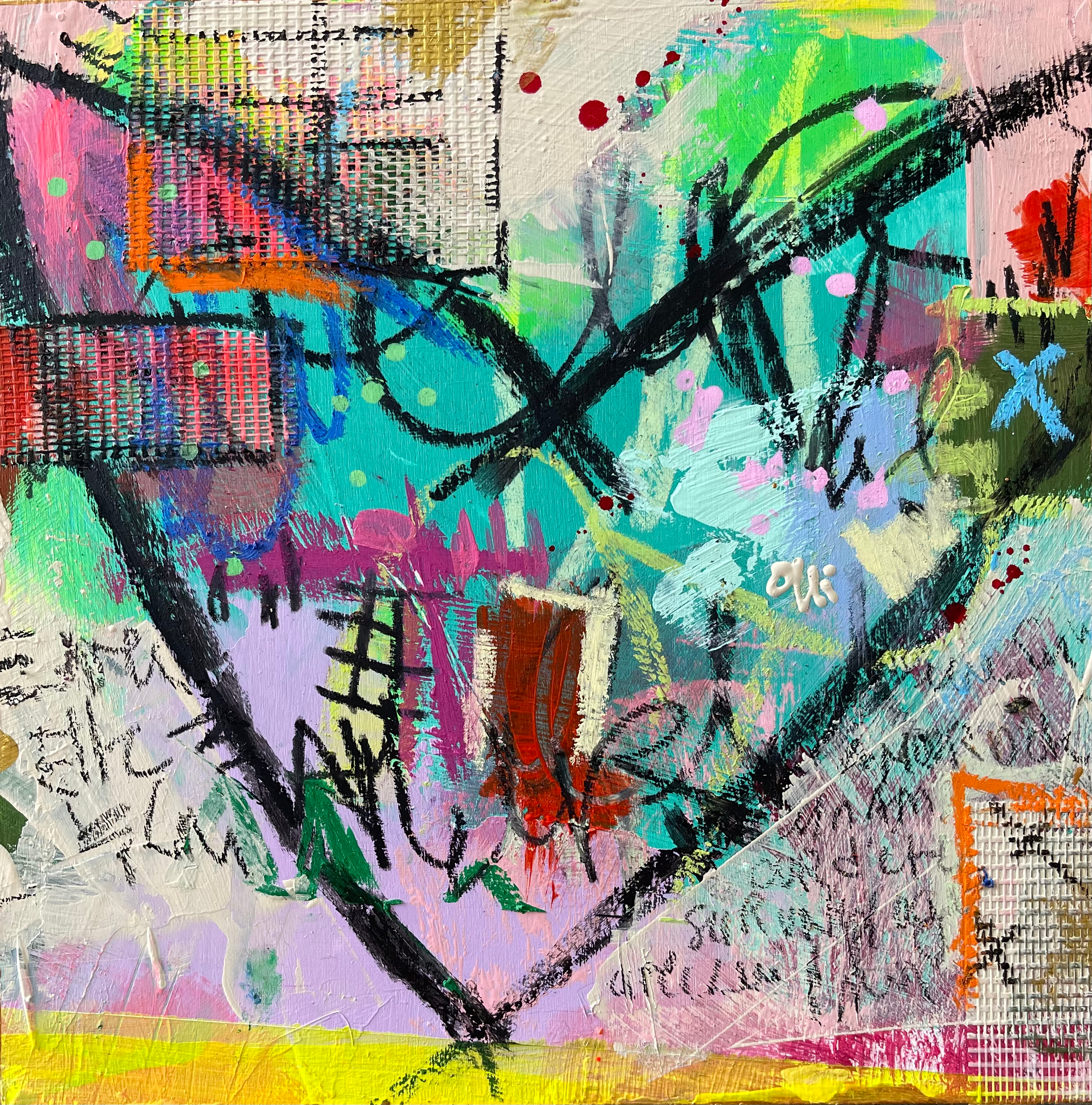 "Summer Coeur" 8x8 inches acrylic on wood panel.