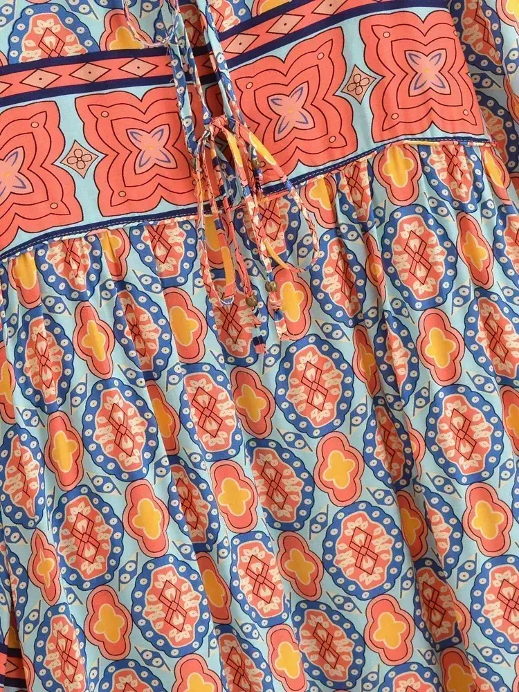 Thumbnail: Women's Bohemian Floral Print Long Sleeve Maxi Dress