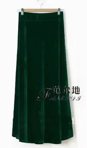 Thumbnail: Women's Velvet Pleated A-Line Maxi Skirt