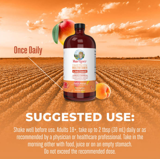 Thumbnail: MaryRuth’s Liquid Morning Multivitamin + Hair Growth – Peach Mango (15.22 oz)